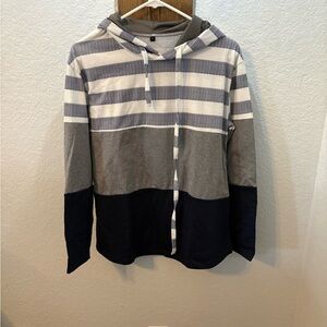 Striped Hoodie with Color Block Design